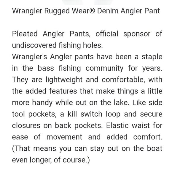 Men's WRANGLER Rugged Wear Angler Pleated Jeans Pants sz 42x34 - Picture 10 of 11
